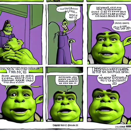 Image similar to Shrek experiencing existential dread