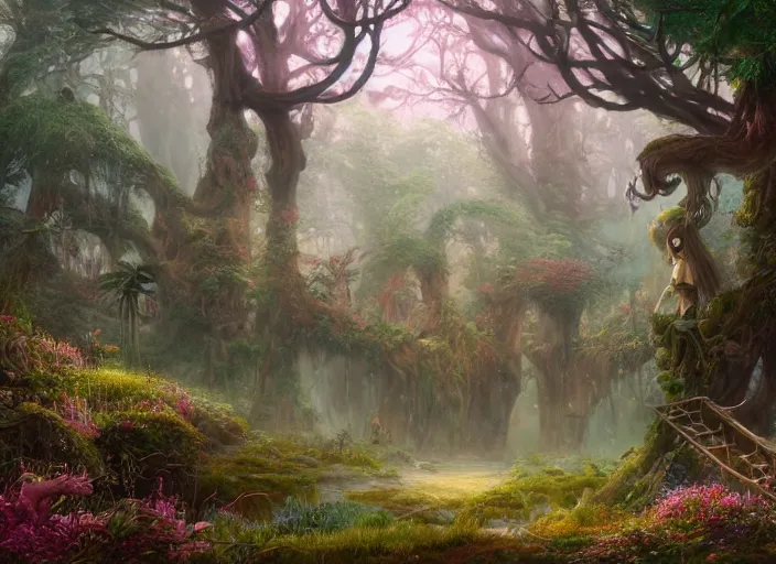 Image similar to desktop background, magical fantasy forest, centaur, path traced, highly detailed, high quality, digital painting, by studio ghibli, lise deharme, alexander jansson, paul lehr, tim white, hans zatzka, henriette ronner - knip, george stubbs, louis wain