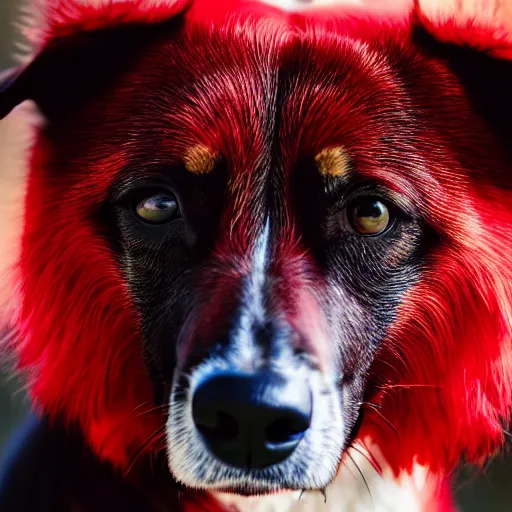 Image similar to ultra detailed photo of a dog with red fur