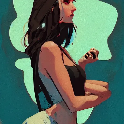 Image similar to highly detailed portrait of an electric woman, by atey ghailan, by greg rutkowski, by greg tocchini, by james gilleard, by joe fenton, by kaethe butcher, gradient blue, black, brown and cyan color scheme, grunge aesthetic!!! ( ( graffiti tag wall background ) )