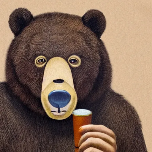 Prompt: a happy bear smoking a joint, photorealistic, 4 k