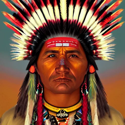 Image similar to a portrait of a indigenous apache chief digital art inspired by balaskas, christopher