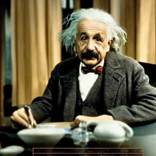 Image similar to Albert Einstein in a scene from Star Trek the original series