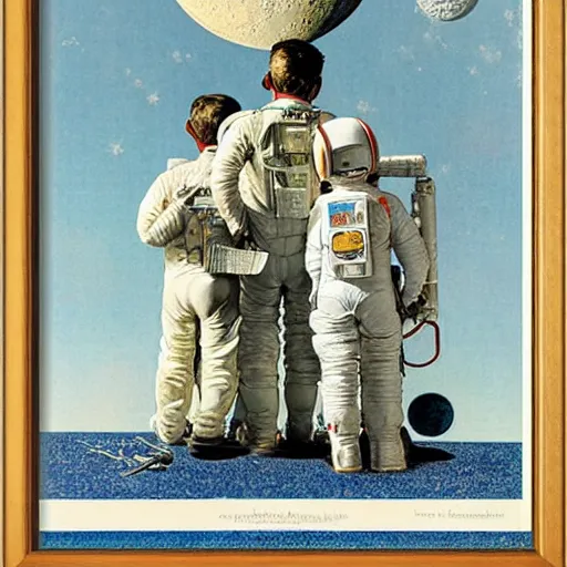 Prompt: moon landing by norman rockwell