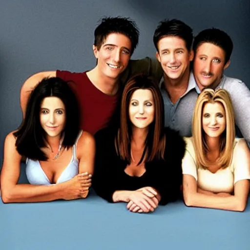 Prompt: the cast of friends on trial