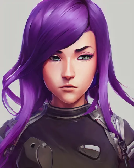 Prompt: beautiful female purple hair sheathed katana symmetrical face eyes full length fantasy art apex fortnite Video game icon, 2d game art gta5 cover , official fanart behance hd artstation by Jesper Ejsing, by RHADS, Makoto Shinkai and Lois van baarle, ilya kuvshinov, rossdraws