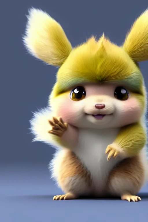 Prompt: high quality 3 d render hyperrealist very cute multipastel fluffy! happy griffin chipmunk hybrid with fluffy wings!, vray smooth, in the style of detective pikachu, hannah yata charlie immer, dramatic yellow light, low angle, uhd 8 k, sharp focus