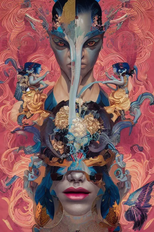 Image similar to Tristan Eaton, victo ngai, peter mohrbacher, artgerm Asura portrait