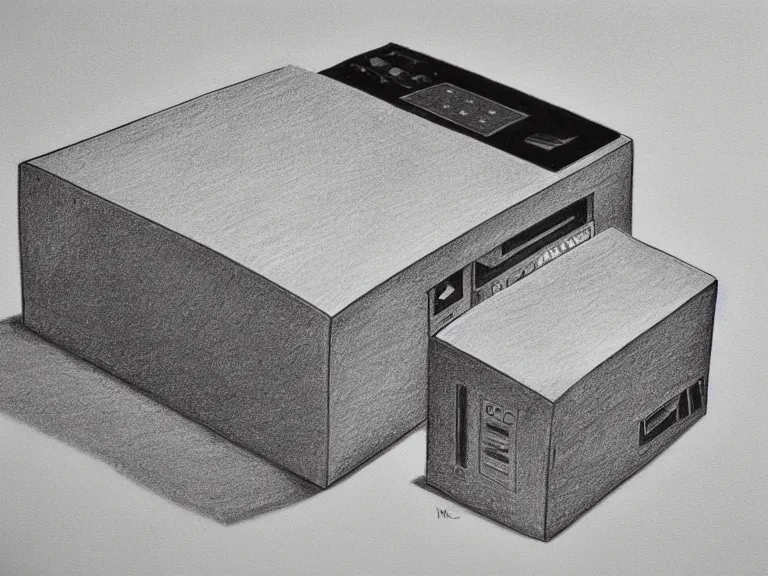 Image similar to a pencil drawing of a box computer. by pen tacular