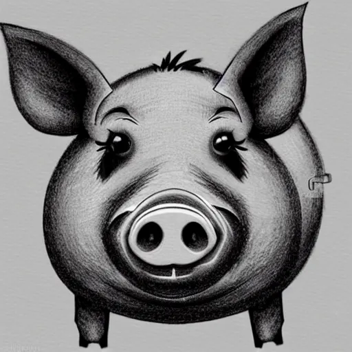 Image similar to face of cutest pig in the world. Artistic. Concept art. Drawing. High details. Cute. Adorable. Piggy