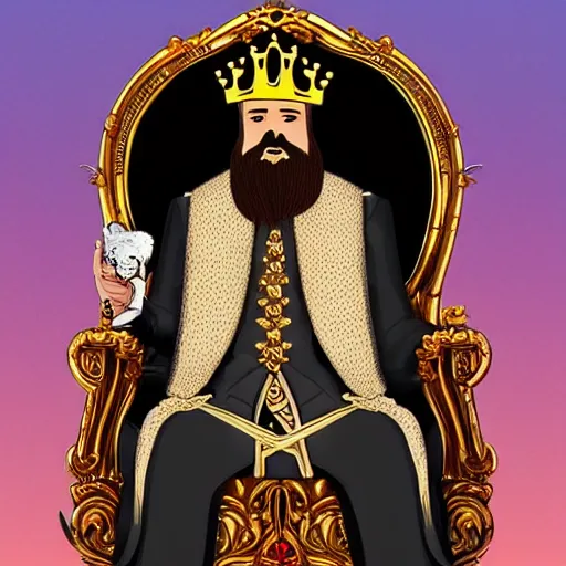 Prompt: A king with a beard sitting on his throne, realistic, detailed