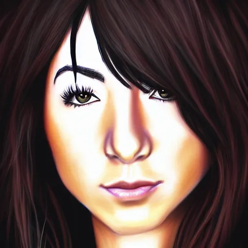 Image similar to portrait of Christina Grimmie, highly detailed, centered, solid color background, digital painting