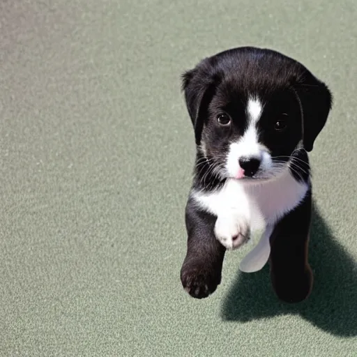 Prompt: a puppy on a flying carpet