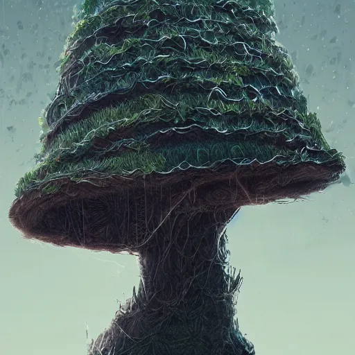 Prompt: hat tree, aatree that is growing hats, highly detailed, illustration, sci - fi art, cyberpunk, epic, realistic, intricate, hyper detailed, artstation, concept art, smooth, sharp focus, ray tracing