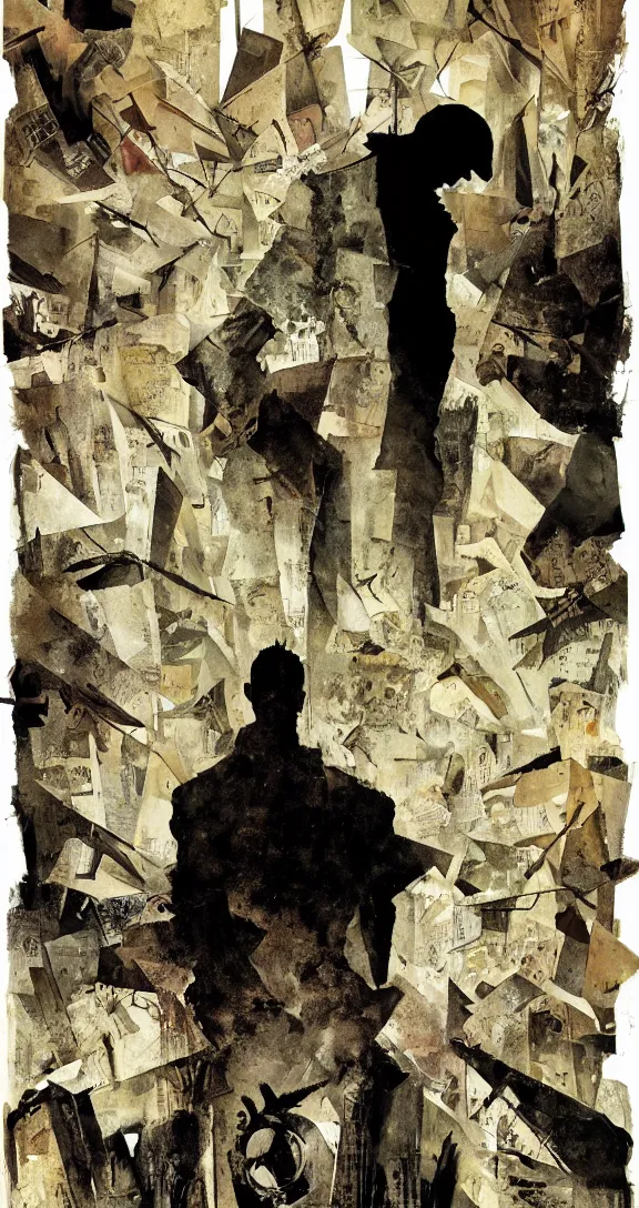 Image similar to The aftermath of war, book cover, highly detailed, minimalism, general human form, photorealistic, deep shadows, by Dave McKean