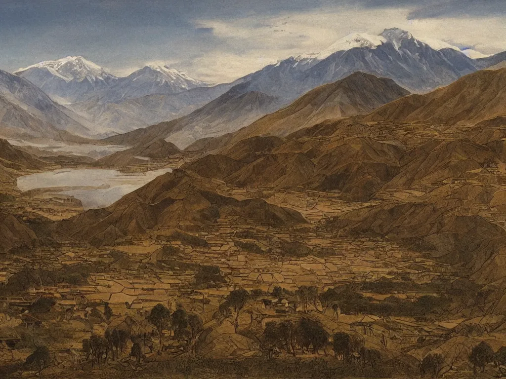 Image similar to View of the old Tibet. Painting by Caspar David Friedrich.