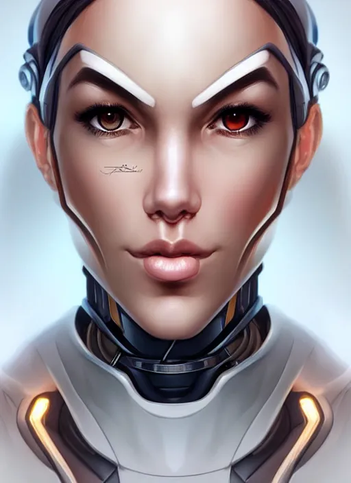 Image similar to portrait of a cyborg woman by Artgerm, (((((face turns left!!!!!))))) (((((face turns right))))), open eyes , biomechanical, hyper detailled, trending on artstation