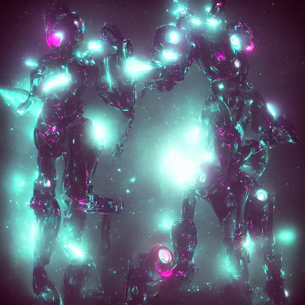 Image similar to “the most beatiful cosmic android robot female devil, photo pic taken by unreal engine, dark neon glow backdrop”