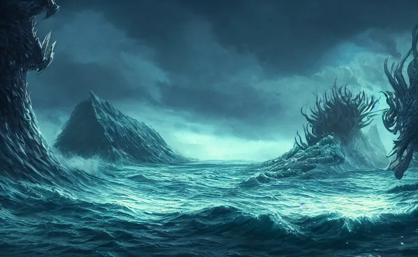 Image similar to a beautiful photo of the monster sea, hyper realistic, natural light, concept art, cozy atmospheric and cinematic lighting