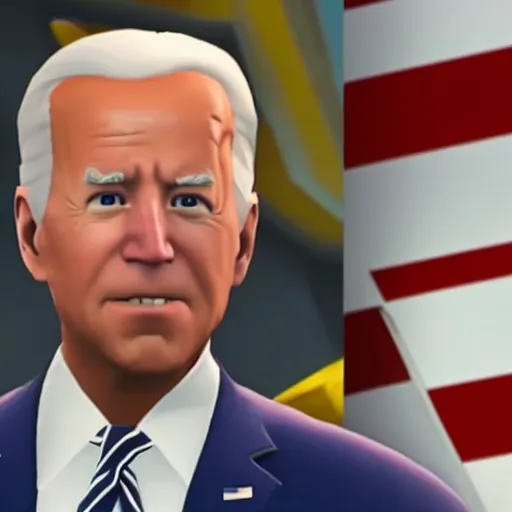 Prompt: in-game screenshot of Joe Biden in fortnite