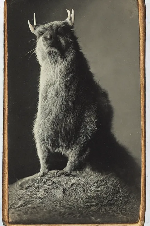 Image similar to daguerreotype of bad taxidermy