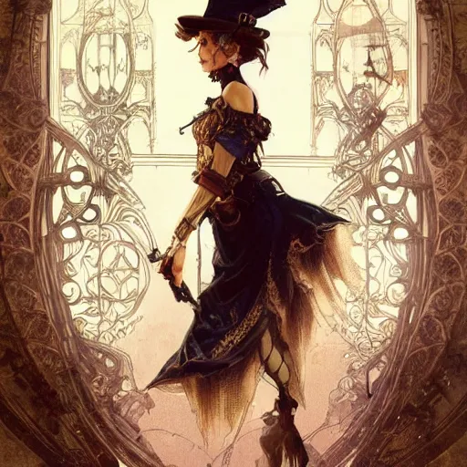 Image similar to outlaw rabbit wearing steampunk costume, fantasy, intricate, very very beautiful, elegant, highly detailed, digital painting, artstation, concept art, smooth, sharp focus, illustration, art by artgerm and greg rutkowski and alphonse mucha