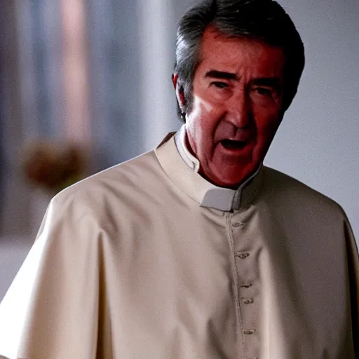 Image similar to randy mantooth is fighting the pope, angry faces, blood