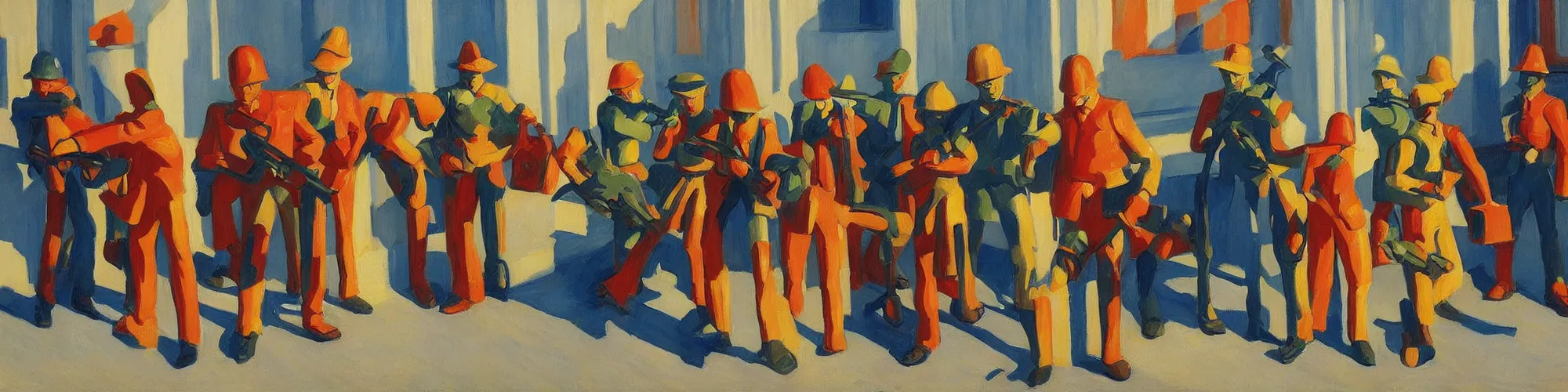 Image similar to toy soldiers by edward hopper