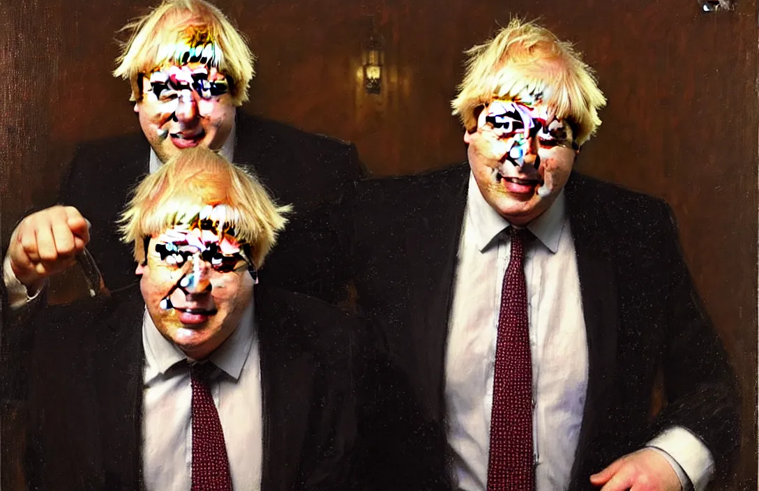 Image similar to portrait of boris johnson!!!!!!!!!!!!!!!!!!!!!!!!!!!, detailed face, detailed painting, detailed no. 1 0 downing street, epic lighting, by ilya repin and phil hale