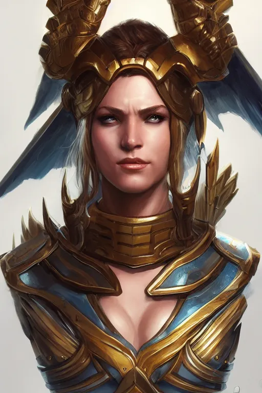 Image similar to amazon valkyrie athena, d & d, fantasy, portrait, highly detailed, headshot, digital painting, trending on artstation, concept art, sharp focus, illustration, art by artgerm and greg rutkowski and magali villeneuve