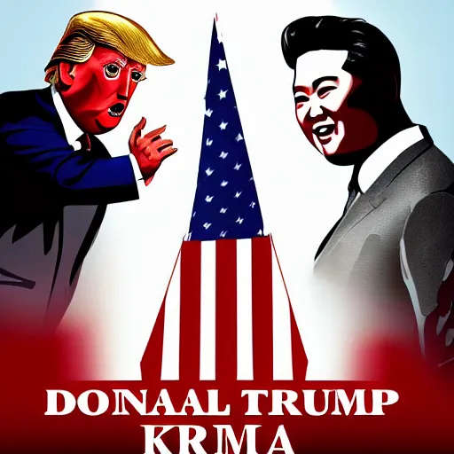 Prompt: movie poster with donald trump and kim jong un