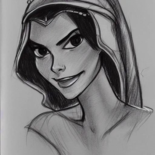 Image similar to milt kahl sketch of victoria justice as princess padme in star wars episode 3