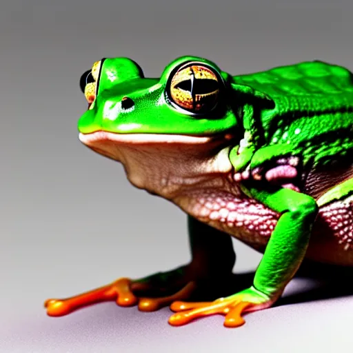 Prompt: a frog walking like a human, photorealistic