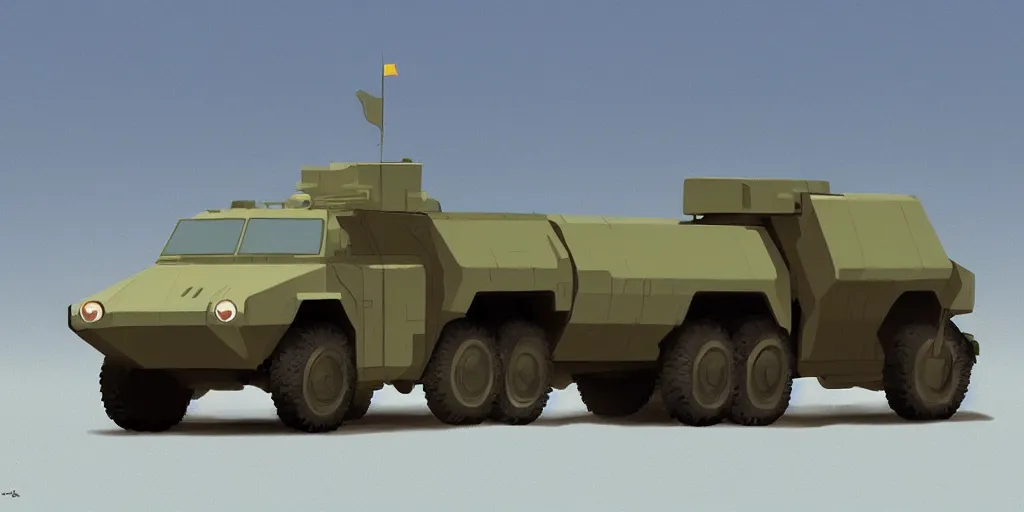 Image similar to cute little himars vehicle by goro fujita