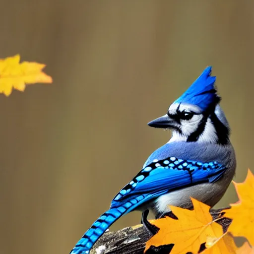 Image similar to blue jay in autumnal forest by river