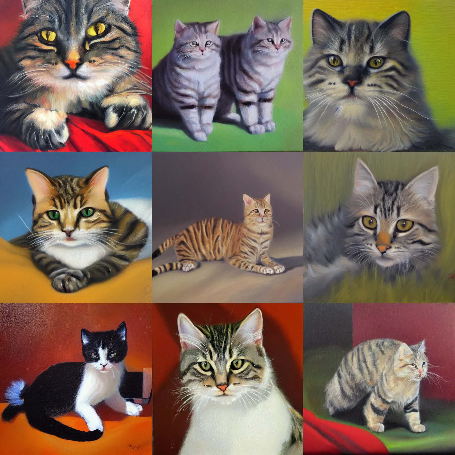 Prompt: Twee katten, oil painting