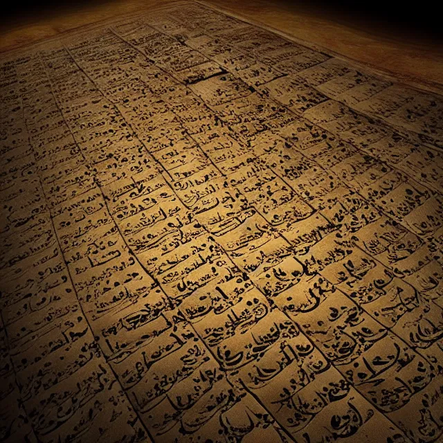 Image similar to ultra - realistic photo a partially - unrolled dead sea scroll with nabeatean aramaic in short sideways columns, dark, brooding, volume lighting, atmospheric lighting, painted, intricate, ultra detailed by dave dorman, well composed, best on artstation, cgsociety, epic, stunning, gorgeous, intricate detail, wow, masterpiece