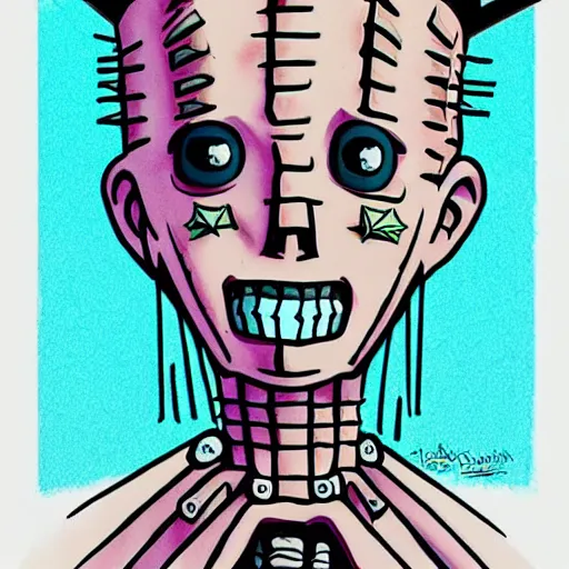 Prompt: portrait of cute Pinhead Hellraiser, summertime, kawaii, studio Ghibli