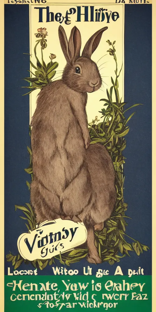 Image similar to a rabbit in the style of a 1 9 1 0 s poster advertisement