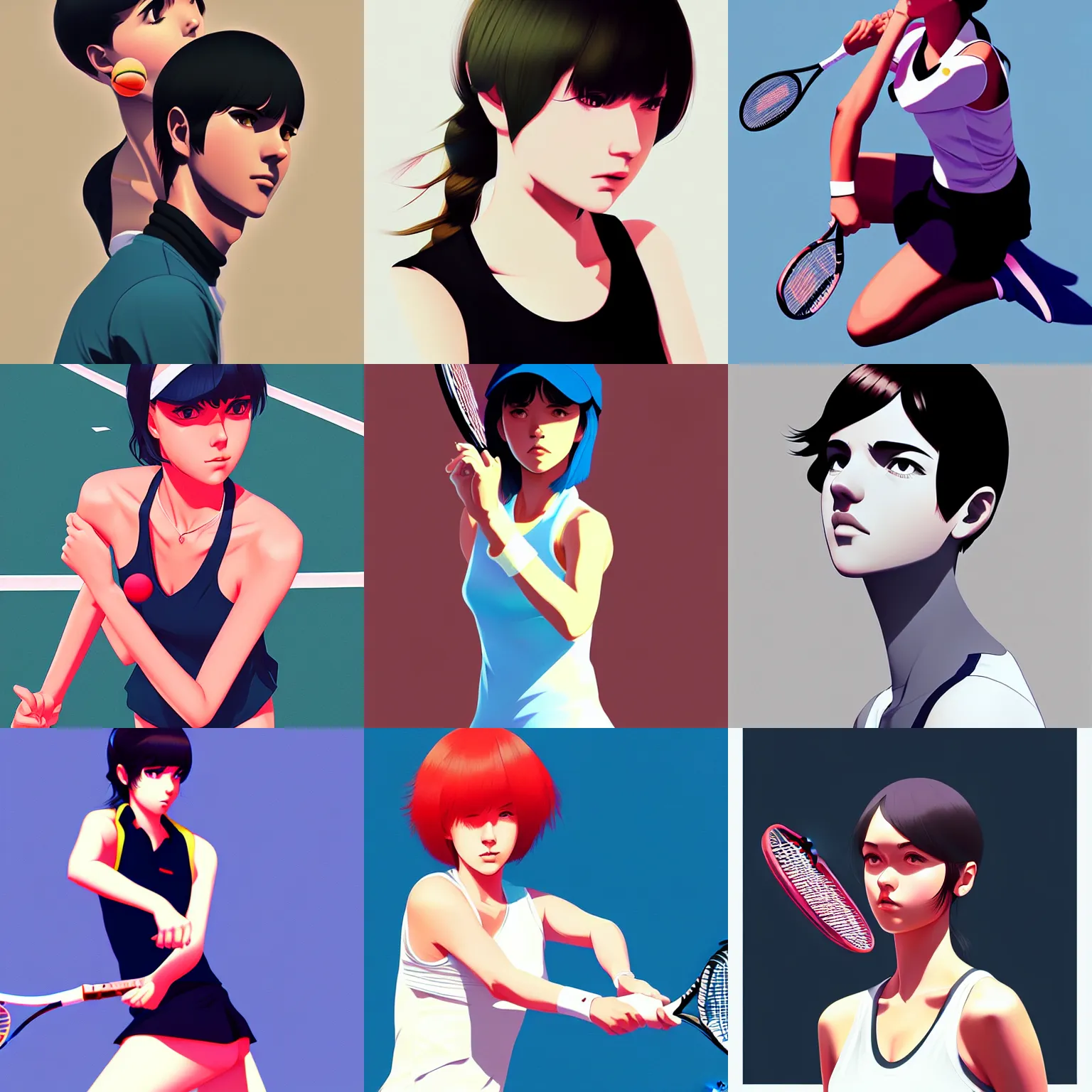 Prompt: tennis by ilya kuvshinov, detailed illustration, digital art, featured on artstation