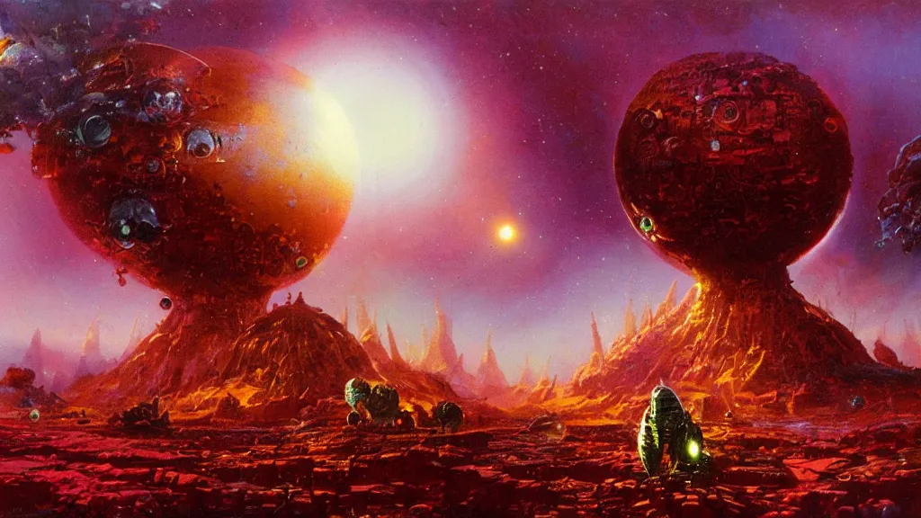 Image similar to strange alien planet by Paul Lehr and Bruce Pennington