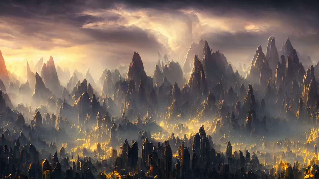 Image similar to incredible protoss city marc adamus, beautiful dramatic lighting