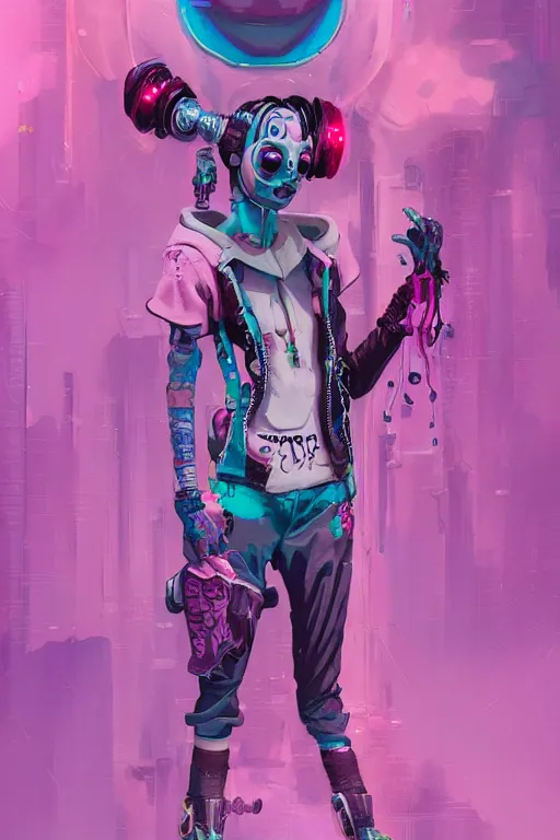 Image similar to wide view cyberpunk clown girl made of pink slime, cartoon, wearing cyberpunk intricate streetwear, transparent, behance hd artstation by jesper ejsing by rhads, makoto shinkai and lois van baarle, ilya kuvshinov, ossdraws, cinematic lighting, sharp focus