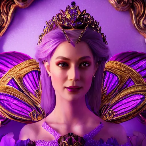 Image similar to portrait princess of amethyst, glowing, ornate and intricate purple jewelry, jaw dropping beauty, glowing background lighting, purple accent lighting, hyper detailed, fairy tale, 4 k octane render