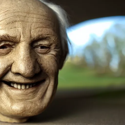 Image similar to the disembodied head of a smiling old man