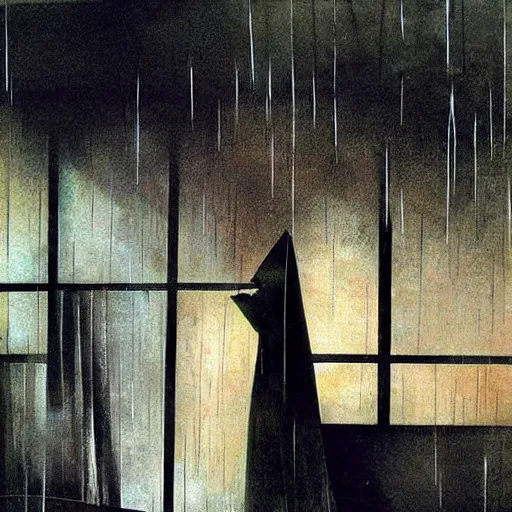 Image similar to Inside on a rainy day, by Dave McKean