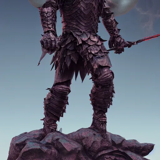 Image similar to 3 d render melted berserker knight ominous, sculpture, chrometype, liquid metal, neotribal, raytraced, volumetric lightning, 8 k by wlop, innate studio h - 1 0 0 0 w - 1 0 0 0