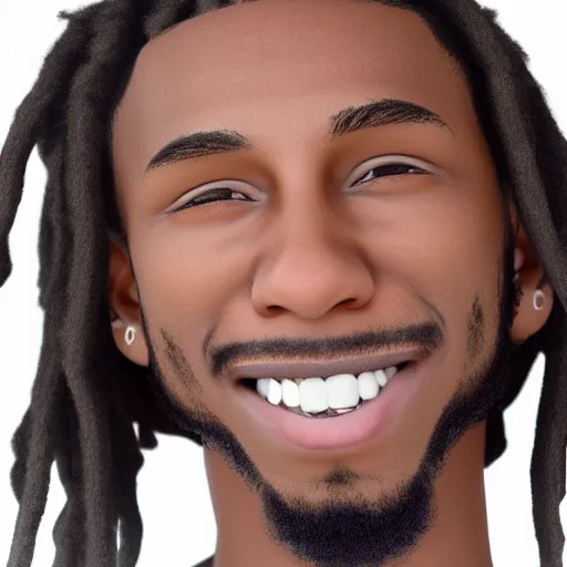 Image similar to photogenic 2 4 year old black male with short dreads a large nose smileing widely, realistic photo, hyperrealistic, 4 k