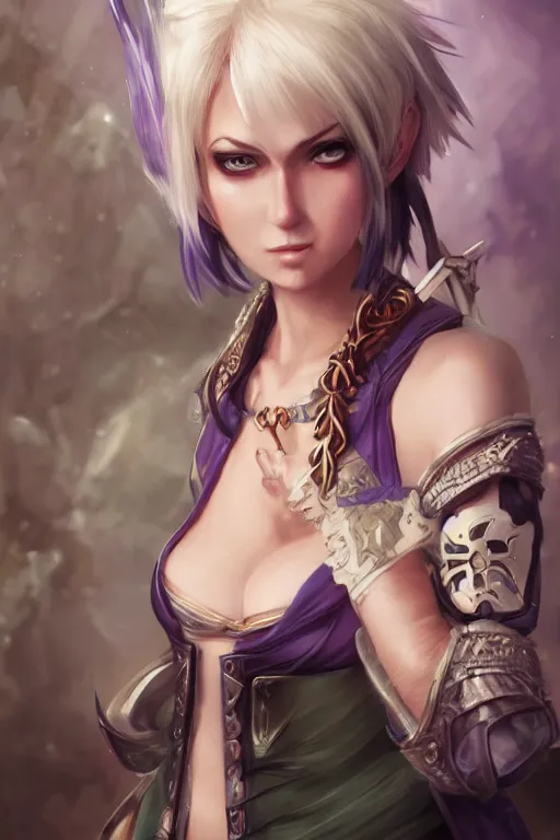 Image similar to A realistic anime portrait of a short white haired female rogue wearing an intricate pirate outfit, middle eastern, purple eyes, digital painting, by Stanley Artgerm Lau, Sakimichan, WLOP and Rossdraws, digtial painting, trending on ArtStation, SFW version