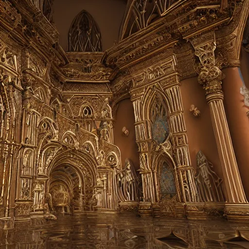 Image similar to a hyperrealistic 3 d render of a delicate ivory sculpture of an ornate detailed cathedral populated by mandelbrot fractals, micro detail, unreal engine, backlit lighting, octane renderer, catholicpunk, colorful, physically based rendering, carved soap, trending on cgsociety